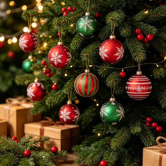 TEREDNAT Shatterproof Christmas Ball Ornaments Red Green Set 12 Pcs Holiday Xmas Tree Hanging Decorations