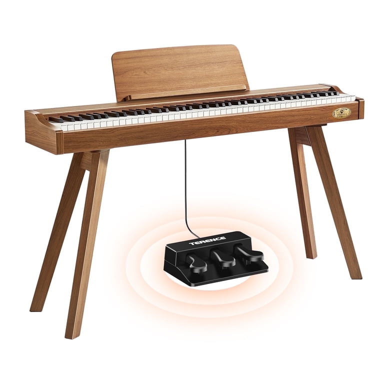 Terence, Digital Piano, 88 Key Weighted Keyboard, Full-Size, Brown
