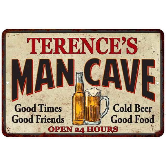 TERENCE'S Man Cave Gift Metal Sign Wall Decor Gift 12x18 112180011452