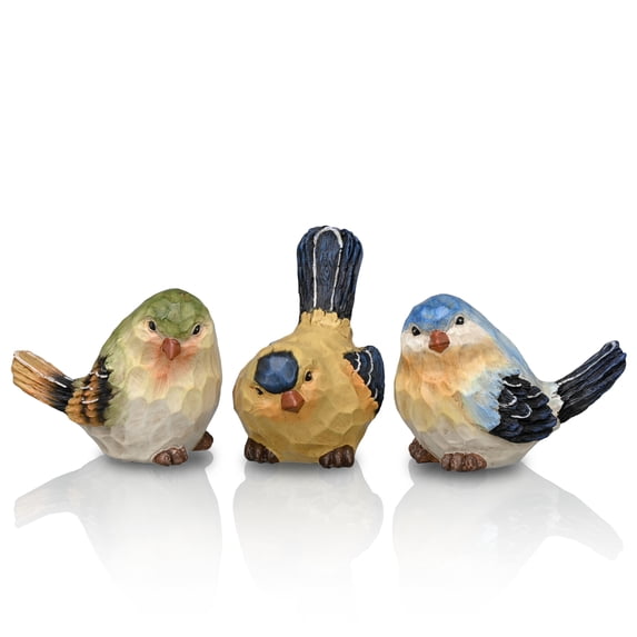 TERESA'S COLLECTIONS Set of 3 Bird Garden Decor, Resin Outdoor Statues Figurines, Lawn Ornaments for Patio Porch, Gifts for Women Mom