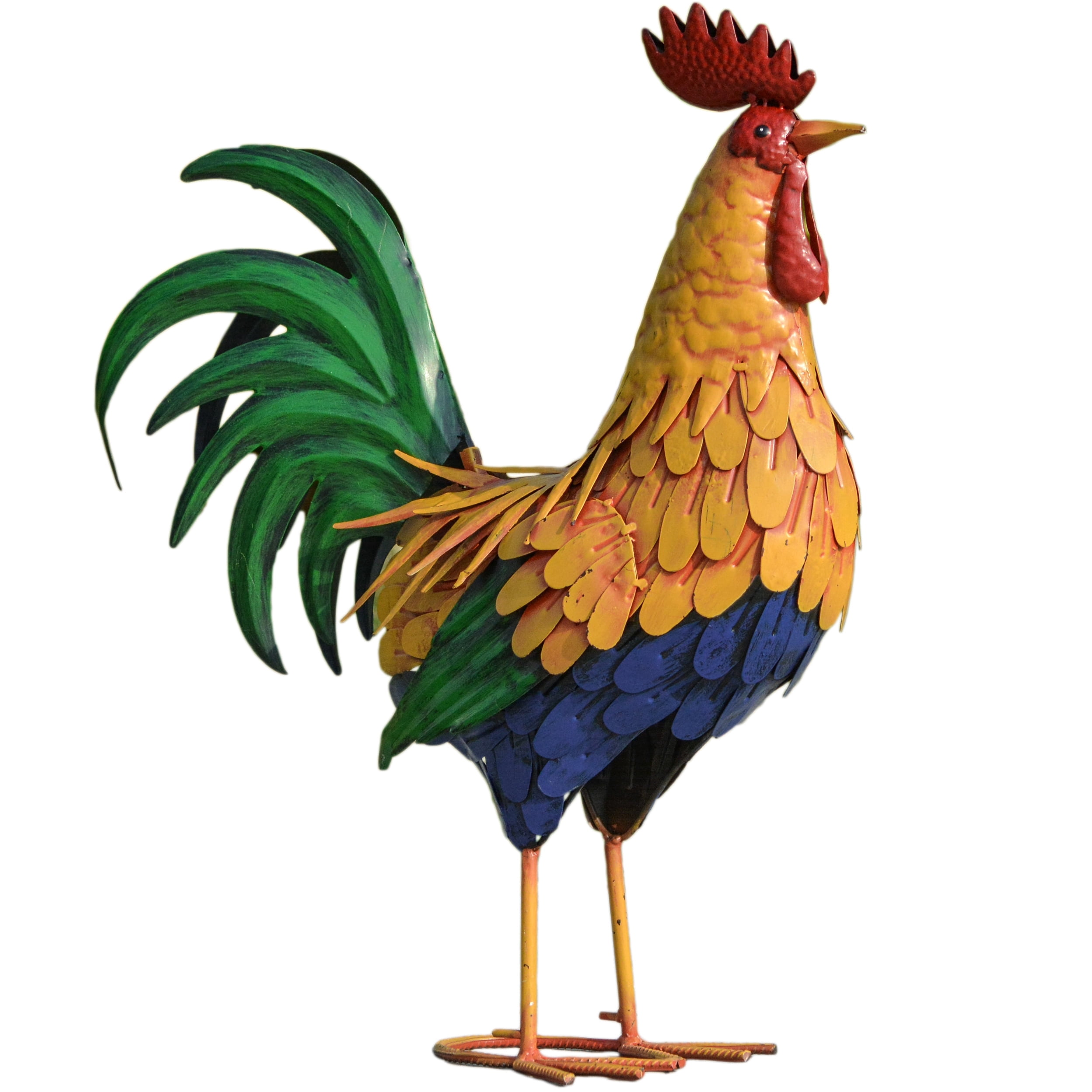 TERESA'S COLLECTIONS Large Metal Rooster Garden Statues Decor, 21 Inch Outdoor Chicken Sculpture Figurines Bird Yard Art for Farm Patio Lawn Kitchen Decorations,Housewarming Gift