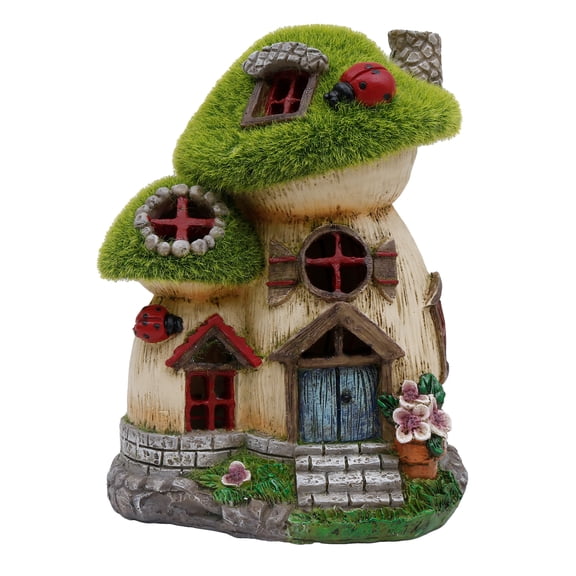 TERESA'S COLLECTIONS 6.6" Mushroom Garden Statue with Solar Light, Resin Outdoor Decor