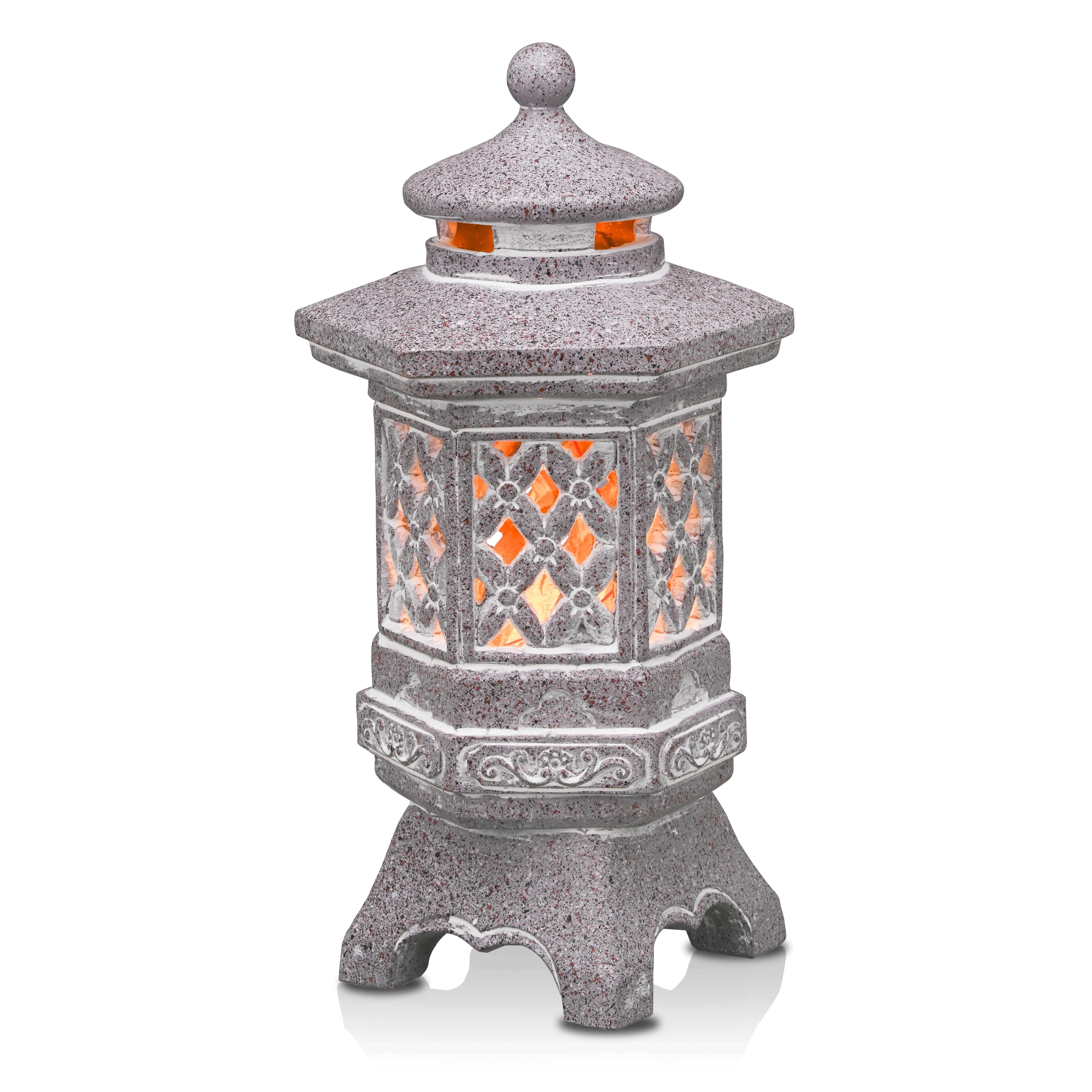 Teresa's Collections 10.4" Pagoda Garden Statue with Solar Light, Resin Zen Outdoor Decor