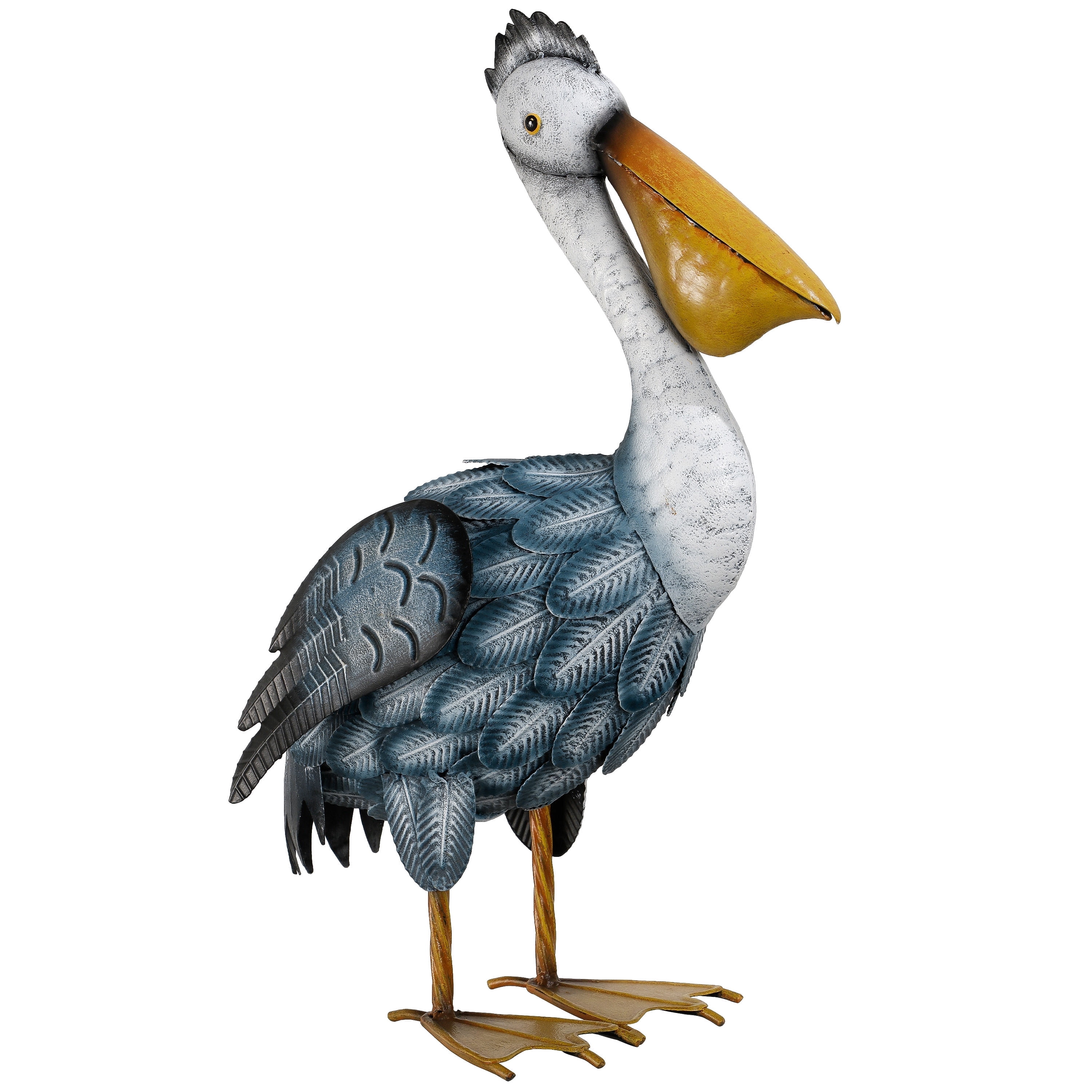 TERESA'S COLLECTIONS 16.5" Pelican Metal Garden Statue, Coastal Outdoor Yard Art for Patio