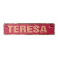 thumbnail image 1 of TERESA Vintage Aluminum Street Sign Childrens Name Room Metal Sign rustic metal tin | Indoor/Outdoor |  18" Wide, 1 of 4