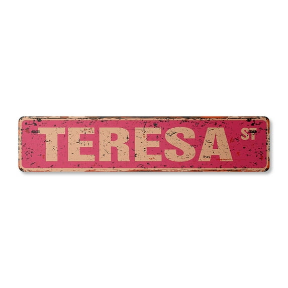 TERESA Vintage Plastic Street Sign Childrens Name Room Sign | Indoor/Outdoor | 30" Wide