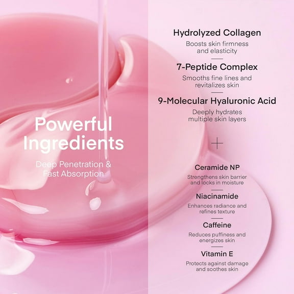 TEREZ & HONOR Peptide Collagen Under Eye Patches – Korean Firming, Hydrating & Brightening Hydrogel Masks for Puffy Eyes, Dark Circles & Fine Lines – Anti-Aging Eye Gel Pads, 60 Pairs