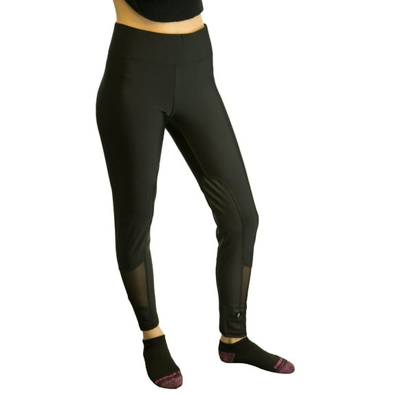 TEREZ Women's Faux Leather Insert Leggings, Black, Medium