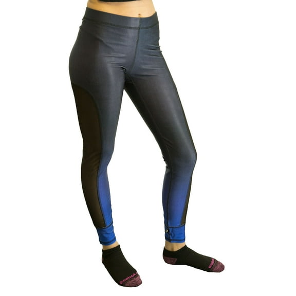 TEREZ Women's Ombre Mesh Insert Leggings, Navy, Large