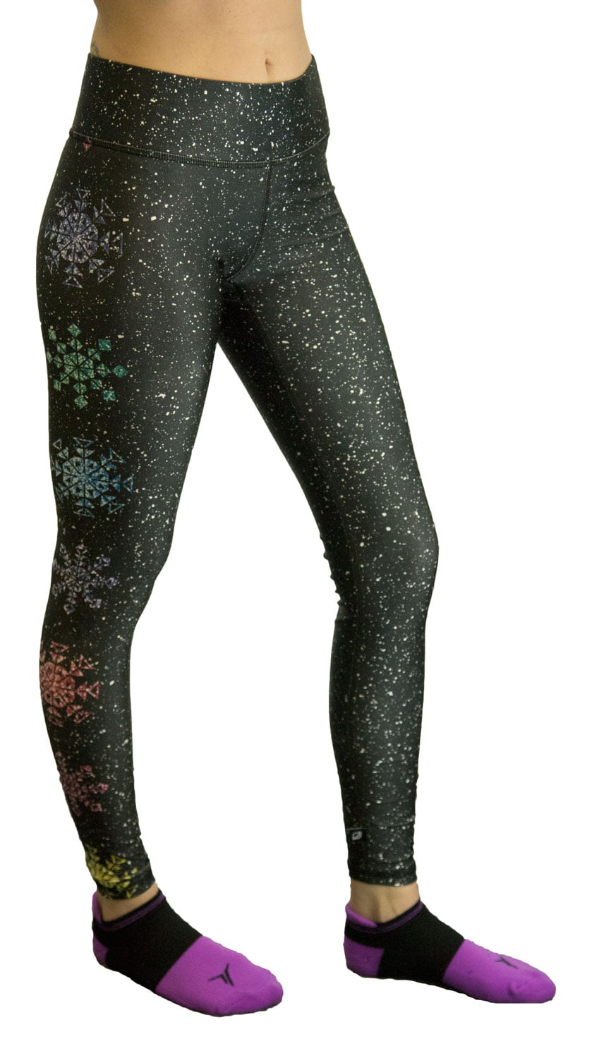 TEREZ Women's Performance Legging, Glitter Snowflake, Small 
