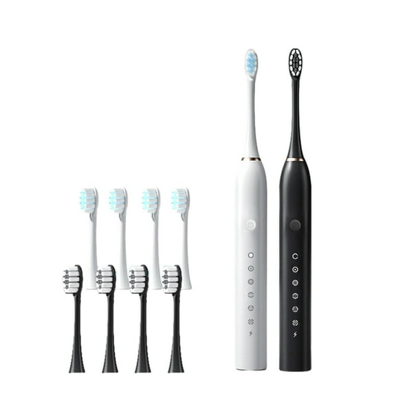 TERGAYEE 2-Pack Electric Toothbrush,Rechargeable Electric Toothbrush Soft Bristle Brush with 8 Brush Heads,6 Modes,3 Hours Charge for 100 Days