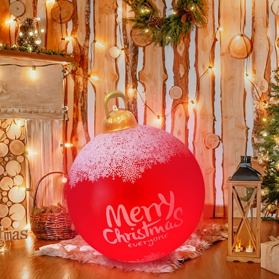 TERGAYEE 24Inch Outdoor Christmas Inflatable Decorated Ball Giant Christmas Inflatable Ball Christmas Tree Decorations With Lamp Multiple-Style