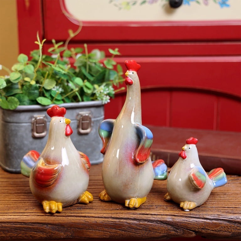 TERGAYEE 3Pcs Easter Decoration Farm Animals Porcelain Figure Feng