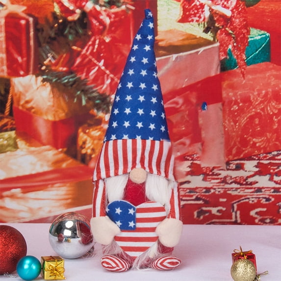 TERGAYEE 4th of July Decorations,Independence Day Gnomes Decor Gift Handmade Home Tiered Tray Decorations,Fourth of July Independence Day Table Ornament