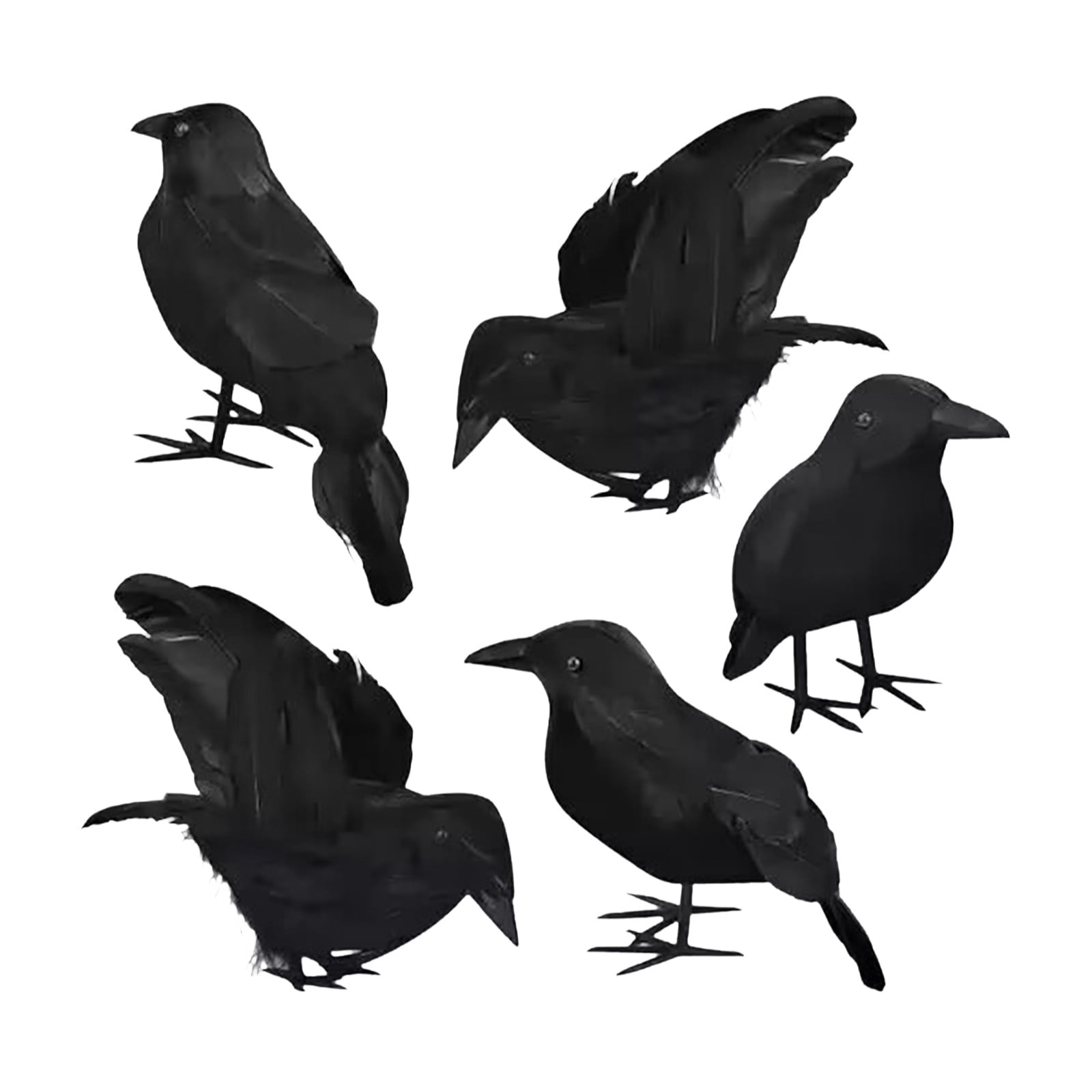 Realistic Black Feathered Crow Hanging Dead Raven Figurine Lifelike Bird Replica Prop Halloween Witches Theme Party Garden Outdoor Decor