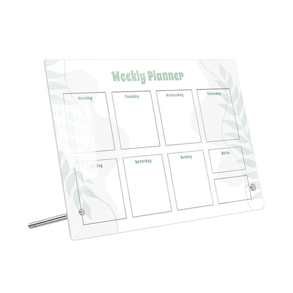 TERGAYEE Acrylic Desktop Weekly Planner,11.8*7.9in Clear Whiteboard with Metal Stand,Portable Whiteboard,Dry Erase to-Do List Calendar for Home and Office Desk
