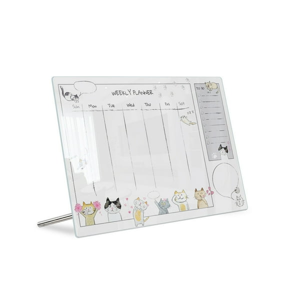TERGAYEE Acrylic Dry Erase Calendar Board,11.8*7.9in Desktop Weekly Planner Whiteboard Calendar with Stand,Tabletop Mini Memo Board for Office,School,Home