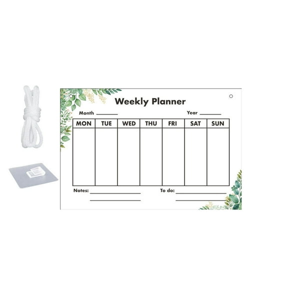 TERGAYEE Acrylic Weekly Calendar Board,Portable Memo Calendar Whiteboard to Do List Planning Board with rope,Weekly Plan Note Board Lanyard Message Board