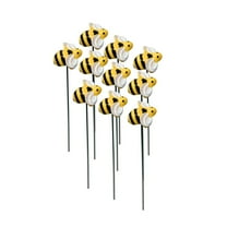 TERGAYEE Bee Garden Stakes Decor,10pcs Spring Summer Resin Bumble Bees Garden Stakes Outdoor Lawn Pathway Patio Plant Pot Metal Yard Art Ornaments
