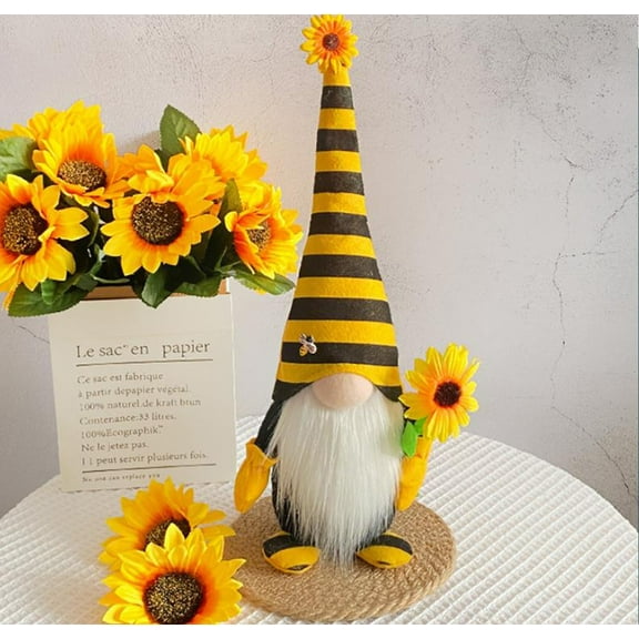 TERGAYEE Bee Gnome Plush,Faceless Doll Easter Bee Festival Plush Bumble Bee Striped Dot Gnome Honey Bee Elfs for Home Kitchen Coffee Office Table Shelf Decor