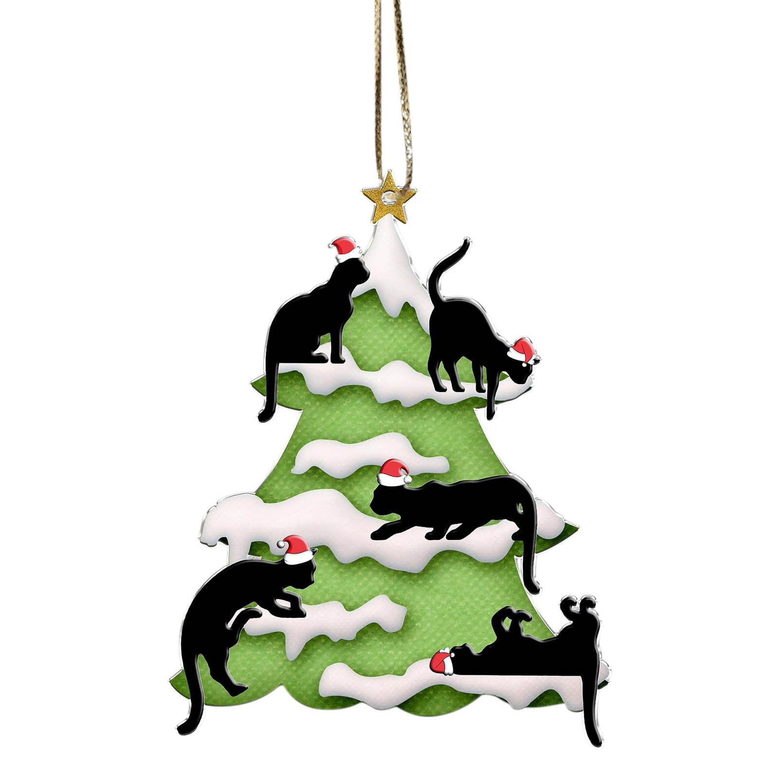 TERGAYEE Black Cat Ornaments for Christmas Tree,Cat Xmas Decor Tree