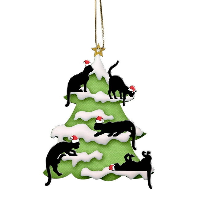 TERGAYEE Black Cat Ornaments for Christmas Tree,Cat Xmas Decor Tree