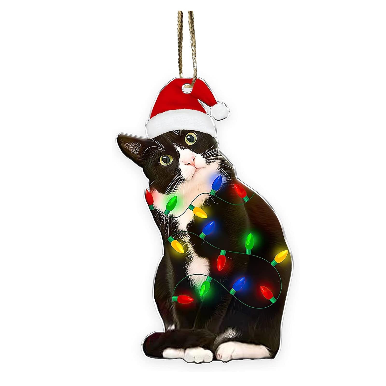 TERGAYEE Black Cat Ornaments for Christmas Tree,Cat Xmas Decor Tree