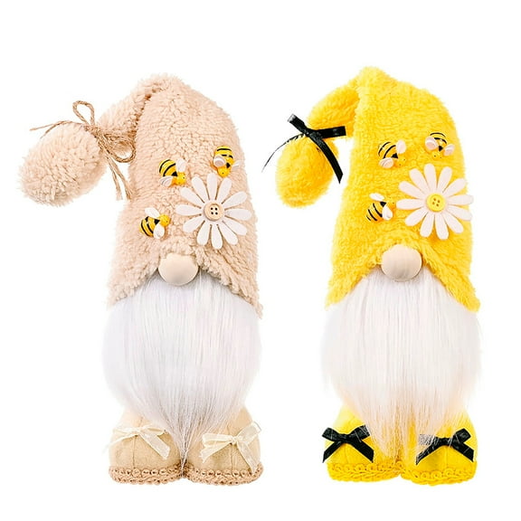 TERGAYEE Bumble Bee Gnomes Plush,Scandinavian Swedish Honey Bee Elf, Summer Gnomes Swedish Gnomes Honey Bee Gnomes Decorations for Home Collection Gifts Farmhouse Kitchen Plush Set of 2