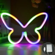 TERGAYEE Butterfly Neon Signs,Neon Light for Bedroom,LED Neon Signs Wall Decor,Neon Lights for Birthday Gift,Wedding,Party,Home Decor