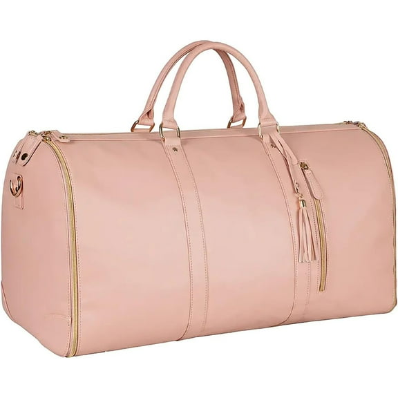 TERGAYEE Carry On Garment Bag,Leather Convertible Garment Duffle Bags for Travel Suit Bag for Hanging Clothes Long Dresses Women's Day Gift for Her
