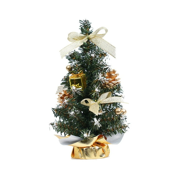 TERGAYEE Christmas Decorations Desktop Ornaments, Christmas Decorations Gold Miniature Christmas Tree Potted Plants Office Scene Arrangement 7.87"/20cm