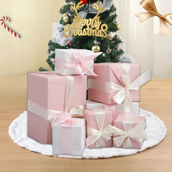 TERGAYEE Christmas Decorations Gift Boxes, Gift Boxes Under the Christmas Tree Scene Decoration Props New Year Window Decorations Dtacked Head