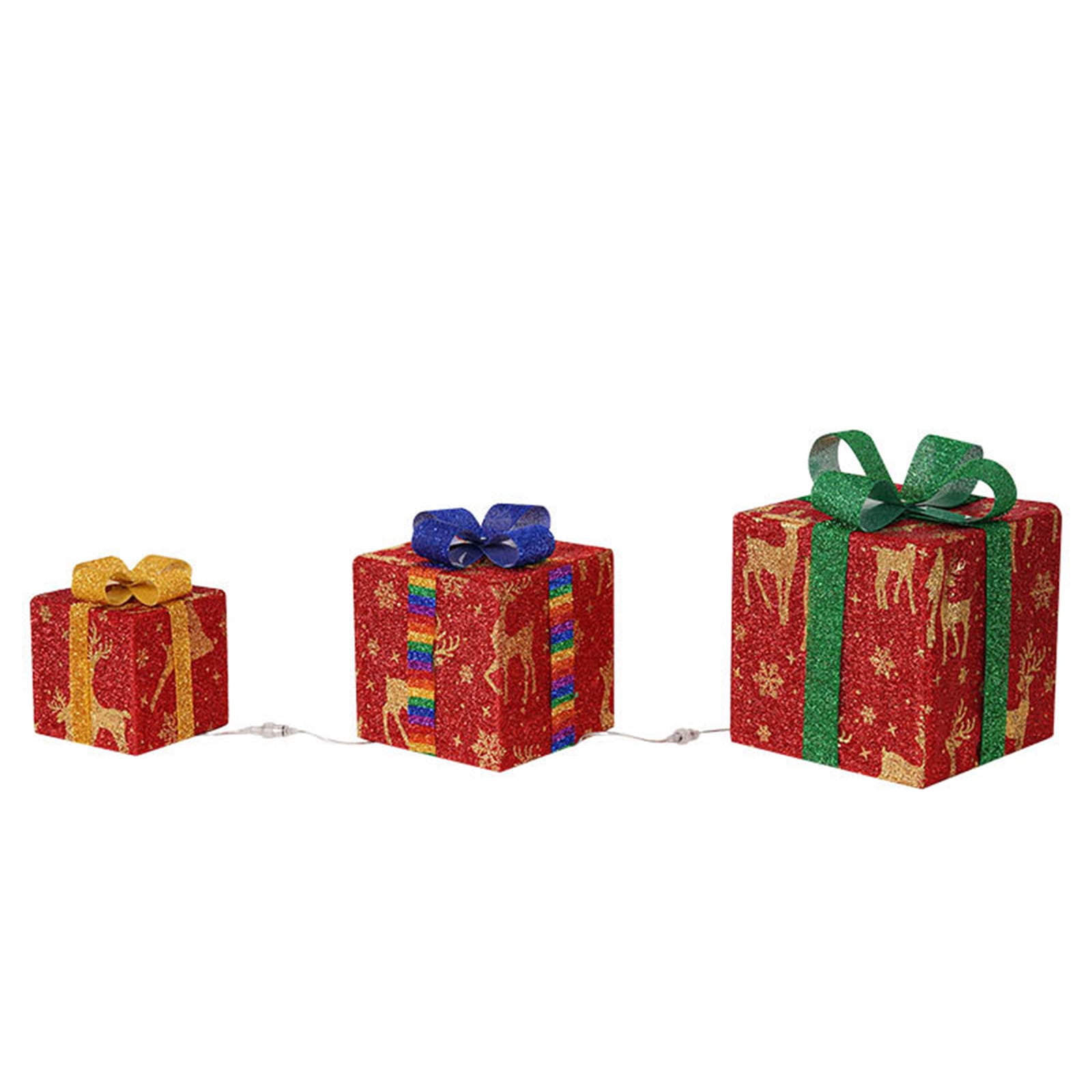 TERGAYEE Christmas Decorations Lighted Gift Boxes,Set of 3 LED Light up