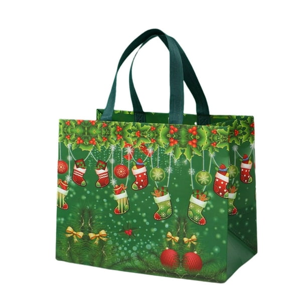 Vikakiooze Christmas Non Woven Bags Christmas Reusable Grocery Bags Multipurpose Non woven Large Gift Bag Waterproof Reusable Goodie Bags For Holiday