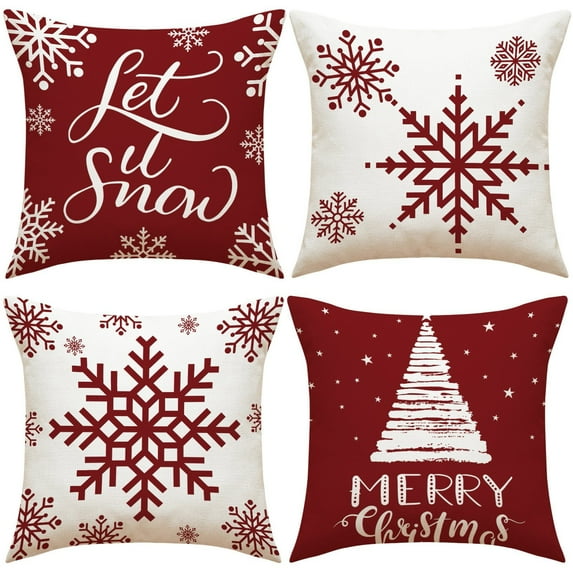 Vikakiooze Christmas Pillow Covers,Merry Christmas Pillow Cases Christmas Santa Snowman Throw Pillow Covers Red Xmas Holiday Pillow Covers Outdoor Couch Sofa Cushion Covers for Christmas