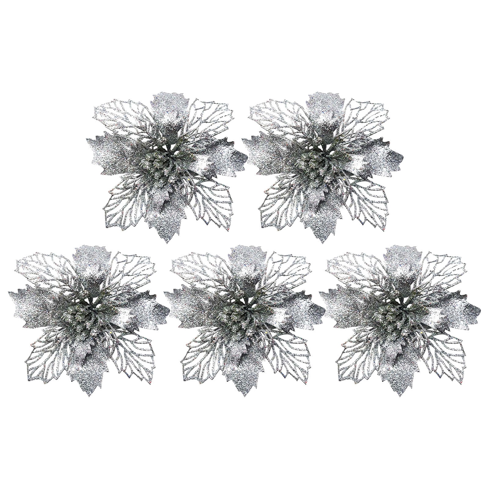TERGAYEE Christmas Poinsettia Artificial Flowers Decorations,5pcs with