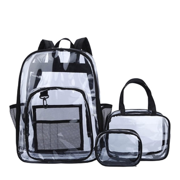 TERGAYEE Clear Backpack,PVC Transparent Backpack Three-piece set,Large Clear Backpacks for School,Concert,Travel,Sports And Outdoor