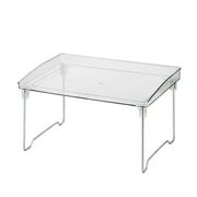 TERGAYEE Clear Stackable Cabinet Shelf,Foldable Kitchen Counter Shelf Desktop Storage Rack Plastic Shelf for Kitchens,Closets,Kitchen Storage Rooms,Cabinets,Bathrooms And Offices