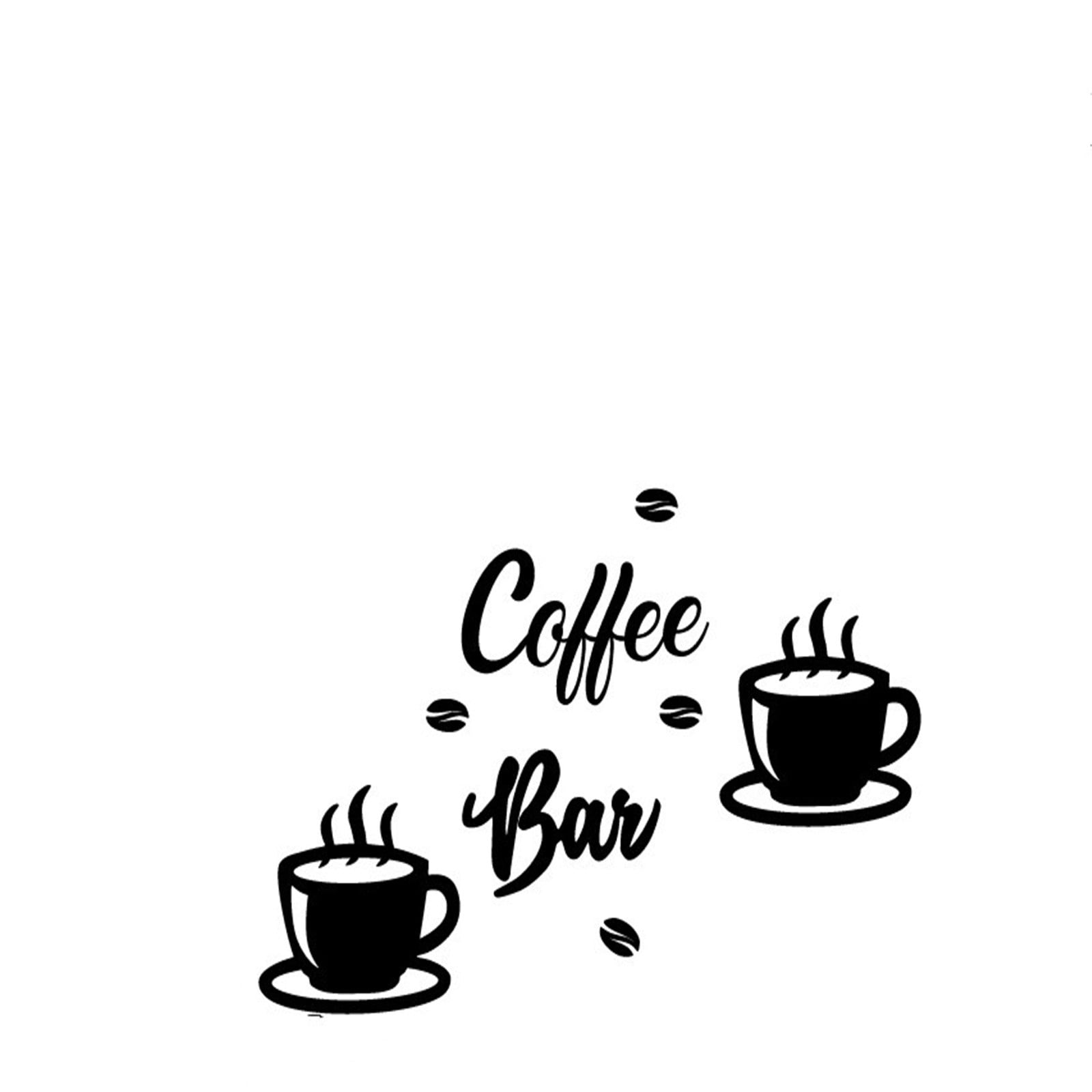 TERGAYEE Coffee Cup Wall Decals,Black Coffee Tea Sign Decor Flower Wall