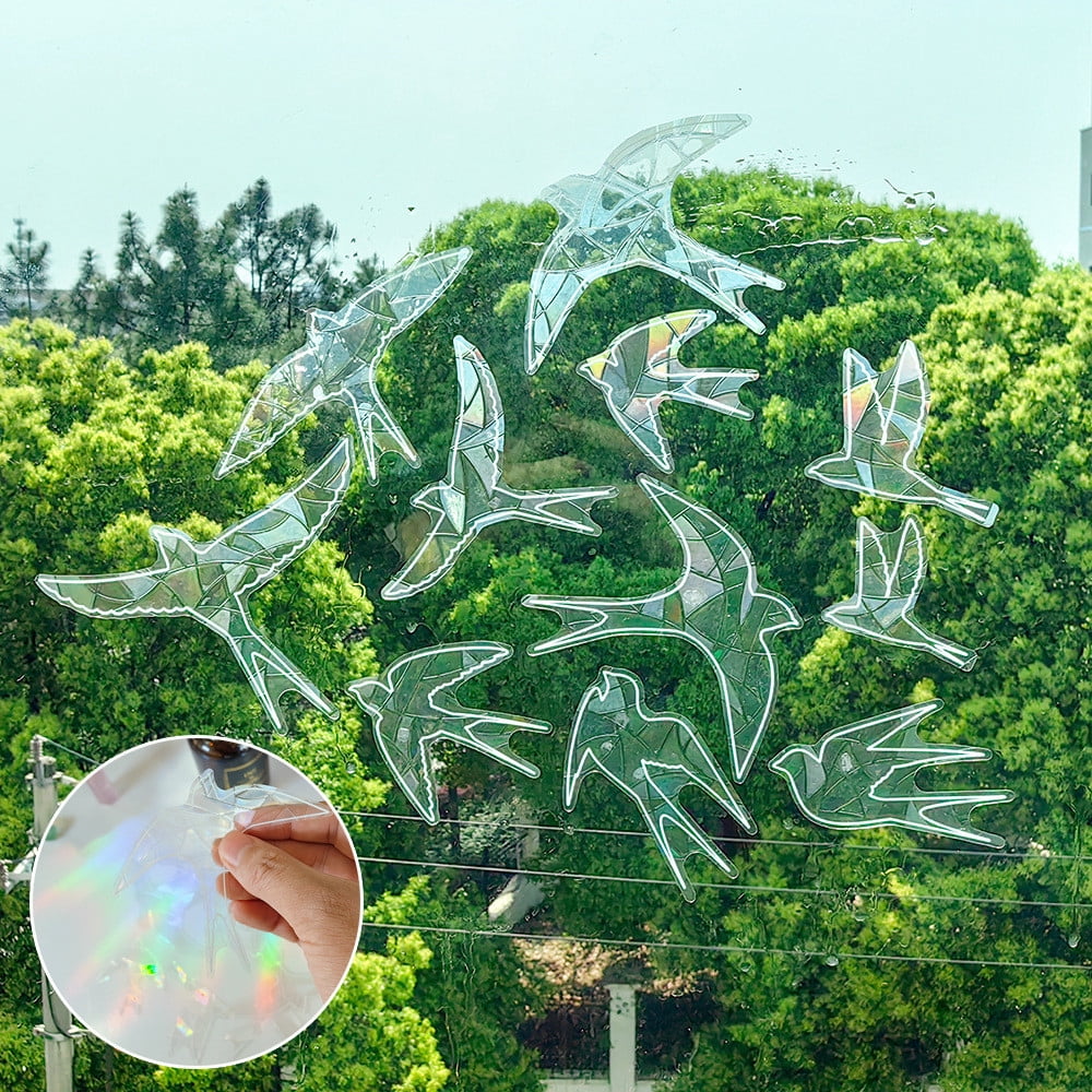 2 Feuilles D'Autocollants Fenêtre Arc-en-Ciel Anti-Collision Pour Oiseaux - Stickers Prismatiques Réfléchissants Pour Vitres
