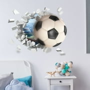 TERGAYEE Creative Flying Football Broken Wall Sticker,Window View Home Decor Decals for Boys Room Living Room Sports Decoration Wallpaper Decoration Stickers Home Decor