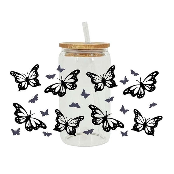 TERGAYEE Cup Wrap Transfer Stickers for Glass,Insects Transfer Paper Butterfly Rub on Stickers UV DTF PVC Cup Wrap Sticker Waterproof Rub Decals for Craft Glass
