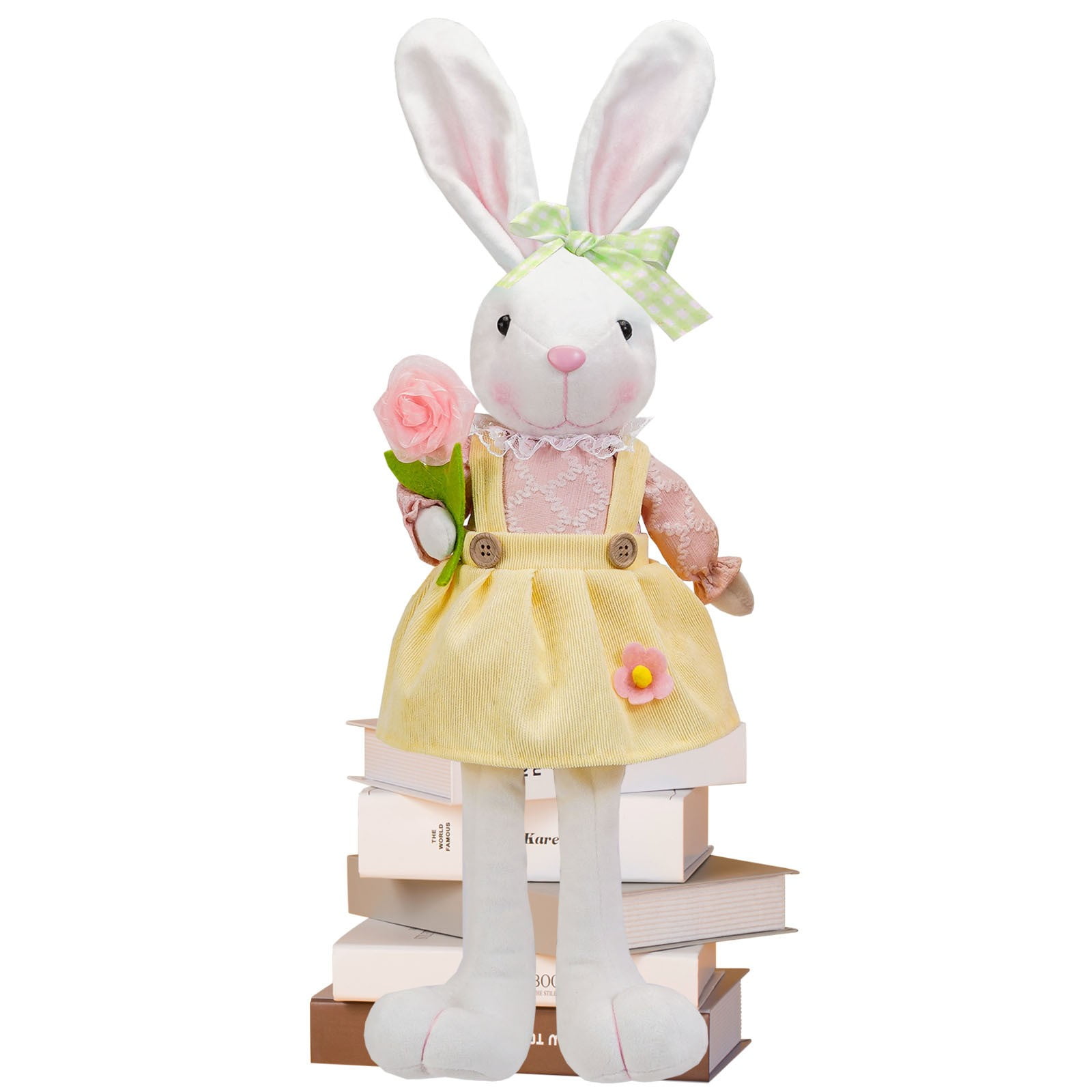 24" Yellow and Pink Plush Easter Bunny Doll