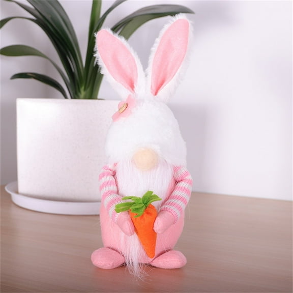 TERGAYEE Easter Bunny Shape Cute Faceless Doll Candy Jar Decoration Ornaments Easter Decorations