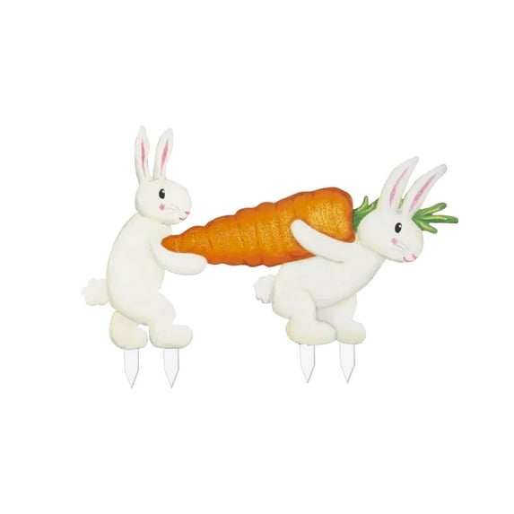 TERGAYEE Easter Bunny Yard Signs with Stakes,Wooden Waterproof Bunny Rabbits Yard Decoration with Stakes for Easter Party Supplies Photo Props Patio Walkway