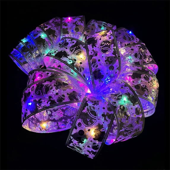 TERGAYEE Easter Decoration LED Ribbon Lights Easter Tree Ornaments DIY Lace Bow String Lights Decoration Easter Decorations