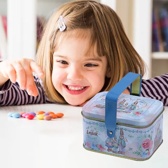 TERGAYEE Easter Decorations Christmas Tin Box Portable Gift Ingenious Packaging Box Children's Snacks Candy