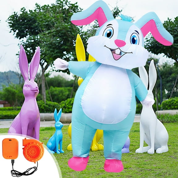 TERGAYEE Easter Decorations Easter Bunny Inflatable Costume Blow Up Suit Fancy Dress Jumpsuit Cosplay Party For Adult