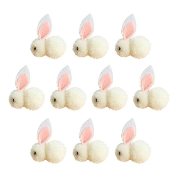 TERGAYEE Easter Mini Plush Bunny Tiny Rabbit,10pcs Plush Stuffed Animals Soft Little Bunny Toys, Hanging Pendant Ornament for DIY Crafts Accessories Decorations Party Favors, White