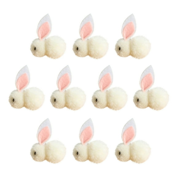 TERGAYEE Easter Mini Plush Bunny Tiny Rabbit,10pcs Plush Stuffed Animals Soft Little Bunny Toys, Hanging Pendant Ornament for DIY Crafts Accessories Decorations Party Favors, White